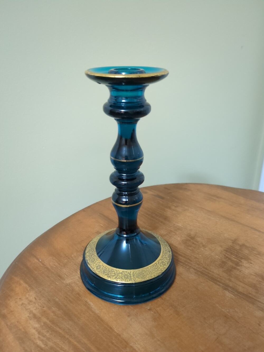 Tiffin #76 Candlestick Jasper With Gold Decorative Finish 8 5/8" High
